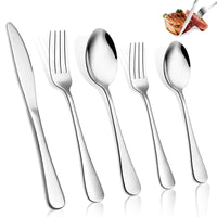 1 x RAW Customer Returns 30-piece cutlery set, stainless steel cutlery set for 6 people, including knife fork spoon dessert spoon, mirror polished and dishwasher safe, dining cutlery for family party restaurant - RRP €18.99