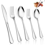 1 x RAW Customer Returns 30-piece cutlery set, stainless steel cutlery set for 6 people, including knife fork spoon dessert spoon, mirror polished and dishwasher safe, dining cutlery for family party restaurant - RRP €18.99