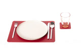 1 x RAW Customer Returns Nikalaz Red Placemats and Coasters Made of Recycled Leather Table Sets, 2 Placemats, Placemat 40x30 cm and Coaster 10x10 cm, Red  - RRP €31.26