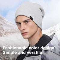 1 x Brand New WTACTFUL Warm Slouchy Beanie for Men Winter Hats for Boys Cool Beanies Skull Cap Men Women Thermal Warm Thick Skully Stocking Binie Hat for Skiing Snowboard Gray - RRP €27.6