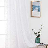 1 x RAW Customer Returns MIULEE Set of 2 Voile Morocco Curtains Sheer with Eyelets Transparent Look Curtains Eyelet Curtain Living Room Window Curtain Airy Translucent Decorative Curtain for Bedroom 225 x 140cm H x W  - RRP €24.69