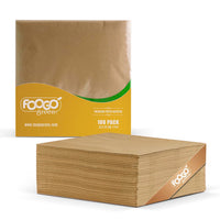 1 x RAW Customer Returns FOOGO Green Unbleached Paper Napkins, 33 x 33 cm, 2 Ply Strong Paper Napkins, Super Soft Paper Tissues, Cocktail Napkins, Disposable Napkins 100, Brown  - RRP €13.54