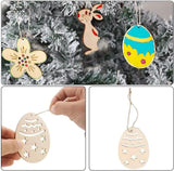 1 x Brand New JUTAWAV Pack of 122 Easter wooden pendants for painting, Easter crafts for children, Easter decorations for children, Easter gifts craft set, with watercolor pencils, bells, rhinestones, hanging Easter wood - RRP €20.4