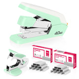 2 x RAW Customer Returns Deli Effortless Desktop Stapler, Heavy Duty Stapler, 40-50 Sheet Capacity, One Finger, No Effort, Includes Staples Staple Remover, Green - RRP €33.6