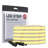 1 x RAW Customer Returns BTF-LIGHTING FCOB COB Uniform High Density Flexible LED Strip 9W m 5M DC24V Cold White 6000K CRI 90 8mm Width Dimmable LED Tape for Decoration Without Adapter or Controller  - RRP €25.18