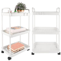 1 x RAW Customer Returns JMIATRY Set of 2 3-Tier Storage Carts, Kitchen Cart, White, with Wheels, for Kitchen, Bathroom, Laundry, Bedroom, 41 x 25 x 75 cm - RRP €28.99