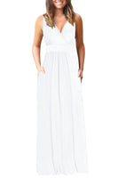 1 x RAW Customer Returns AUSELILY Women s Dress Elegant Long Evening Dress V-neck Sleeveless Plus Size Casual Summer Dress with Pockets White L - RRP €38.99