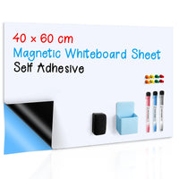 1 x RAW Customer Returns Magnetic whiteboard film 40 x 60 cm, self-adhesive whiteboard wall sticking, dry wipe whiteboard stickers for home school office with pens, eraser, pen tray and magnets - RRP €22.95