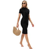 1 x RAW Customer Returns IBTOM CASTLE Burkini, Muslim Women Swimsuit, Women s Swimwear, Fashion Short Sleeve Hijab Swimsuit, One Piece Rash Guard Surf Swimsuit, Black., 4X-Large - RRP €52.17