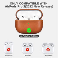 1 x RAW Customer Returns Leather Case for AirPods Pro 2 2022, ICARERFAMILY Premium Genuine Leather Shockproof Protective Case for Apple AirPods Pro 2 Headphone Case LED Visible Support Wireless Charger Brown - RRP €22.21