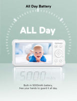 1 x RAW Customer Returns momcozy Video Baby Monitor 5 inch Split Baby Monitor with 1080P Camera 5000mAh Battery No WiFi Infrared Night Vision Long Range 2-Way Talk and Lullabies for Baby - RRP €151.25