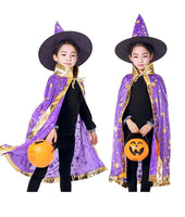 1 x Brand New Miss-shop Halloween Cape for Kids, Witch Wizard Cape Halloween Costumes for Kids with Hat, for Unisex Children Halloween Halloween Party Vampire Witch Costume Violet  - RRP €20.4