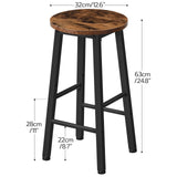 1 x RAW Customer Returns HOOBRO Bar Stool, Set of 2 Kitchen High Stools, Breakfast Counter Stool, for Dining Room, Kitchen, Bar, Sturdy and Stable, Vintage Brown and Black EBF07BY01 - RRP €53.89