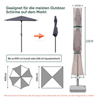 1 x RAW Customer Returns Sekey parasol protective cover with rod, cover for 350cm 200x300cm garden parasol with ventilation openings, cover for market umbrella balcony umbrella, 100 polyester, waterproof, khaki - RRP €25.56