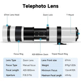 1 x RAW Customer Returns JINTU 420-800mm Super Telephoto Zoom Lens Manual Focus Telephoto Lens EF Lens for Canon EOS Rebel T8i T7i T7 T6 T6s T6i T3i T2i SL3 SL2 4000D 60D 70D 2000D 4000D D3100 D5600 D5500 D5200 D3200 D90 - RRP €109.0