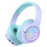 1 x RAW Customer Returns iClever Bluetooth headphones for kids with LED lights, 74 85 94dB volume limit, 43 hours playtime, stereo sound, Type-C, AUX cable, Bluetooth 5.3 children s headphones for tablet travel - RRP €22.99