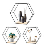 1 x RAW Customer Returns MaxAwe Hexagon Wall Shelf Metal Set of 3, Wall Decoration Hanging Shelf Floating Shelf in 3 Sizes, Hexagon Shelves for Living Room, Bedroom, Bathroom, Hallway, Cafe, Apartment Black  - RRP €27.44