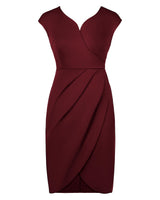 1 x RAW Customer Returns Tanmolo Women s Sleeveless Cocktail Dress V-Neck Evening Dresses Elegant Wrap Dress Knee-Length Party Dress Wine Red, XL  - RRP €22.38