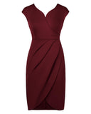 1 x RAW Customer Returns Tanmolo Women s Sleeveless Cocktail Dress V-Neck Evening Dresses Elegant Wrap Dress Knee-Length Party Dress Wine Red, XL  - RRP €22.38