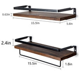 1 x RAW Customer Returns Anicoll Floating Wall Shelf Wooden Wall Mounted Floating Shelves with Towel Rack Rustic Storage Shelves Ideal for Living Room Bedroom Hallway Bathroom 2 Pieces Dark Brown 02  - RRP €27.22