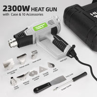 1 x RAW Customer Returns Huepar Tools Professional hot air gun 2300 W with LCD digital display, in case, temperature range 50-660 C, 10 accessories, overload protection - RRP €67.99