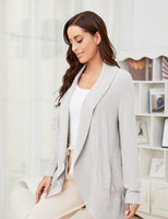 1 x RAW Customer Returns Tapata Cardigan Women Long Elegant Cardigan Lightweight Cardigans Open Front Loungewear Long Sleeve with Pockets, Light Grey, L - RRP €39.99