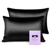 1 x RAW Customer Returns OLESILK Silk Pillowcase Cushion Cover Hair and Skin Care with Zipper 16 Momme 2 Pieces Black 50x70cm - RRP €49.99