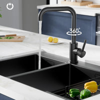 1 x RAW Customer Returns FORIOUS L-shaped kitchen faucet black, 360 rotatable sink faucet stainless steel kitchen faucet, mixer tap kitchen single lever mixer 1 hole - RRP €37.99