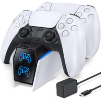 1 x RAW Customer Returns PS5 Controller Charging Station, PS5 Charging Station 2 Hours Fast Charging with EU Power Supply for, PS5 Charging Station Controller Accessory Sets for Playstation 5 Wireless Controller, White - RRP €26.2