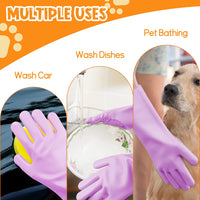 5 x Brand New Comfpet grooming gloves for dogs and cats, cat brush gloves, grooming gloves, brush for cats, hanging design, bathing and massaging for puppies and kittens, 1 pair purple  - RRP €54.95