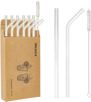 37 x Brand New Goldpool glass straws, set of 12 reusable transparent drinking straws, 6 straight 6 curved glass drinking straws, 1 x brush, ideal for cocktails, smoothies etc., 200 x 8 mm, BPA free 12 pieces - RRP €260.48