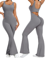 1 x RAW Customer Returns TOMEEK Yoga Jumpsuit Women s Sports Tight Jumpsuit Elastic Overalls Romper One Piece U-Neck for Fitness Yoga Dance Full Body Sports Jumpsuit Women Gray, S  - RRP €28.98