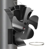 1 x RAW Customer Returns 3-in-1 stove fan with magnet, fireplace fan with adjustable band - 4 blades fan without electricity for chimney pipe, wood stove at the top - quiet, effective stove fan for warm air distribution - RRP €37.46