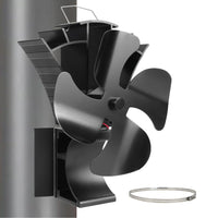 1 x RAW Customer Returns 3-in-1 stove fan with magnet, fireplace fan with adjustable band - 4 blades fan without electricity for chimney pipe, wood stove at the top - quiet, effective stove fan for warm air distribution - RRP €37.46