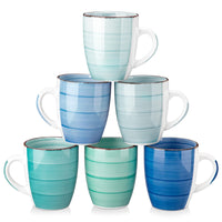 1 x RAW Customer Returns vancasso coffee cups stoneware, BONITA 6-piece cup set, 350ml coffee mug with handle - RRP €32.99