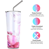 1 x RAW Customer Returns Thily Stainless Steel Coffee Mug 780ml Triple Insulated Travel Mug with Splashproof Lid for Ice Drinks Hot Drinks Smoothies Cup Lotus Flower - RRP €24.19