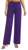 1 x RAW Customer Returns EXCHIC Women s Solid Color Loose Straight Cut Palazzo Pants High Waist Stretchy Lounge Pants with Pockets XL, Purple  - RRP €28.21