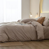 1 x RAW Customer Returns Nayoroom bed linen 135x200 taupe khaki plain duvet cover set and pillowcase 80x80 cm with zipper, super soft washed microfiber - RRP €27.11