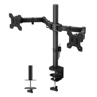 1 x RAW Customer Returns BONTEC monitor mount for 2 monitors for 13-27 inch flat curved screens, monitor desk mount, height adjustable, tiltable, swivelable, rotatable, 10 kg per arm, VESA 75x75 100x100, black - RRP €55.99