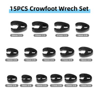 1 x RAW Customer Returns CCLIFE 15pcs crowfoot wrench crowfoot wrench socket wrench torque 1 2 3 8 external square drive 8-24mm - RRP €39.66