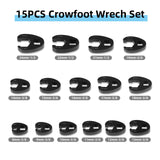 1 x RAW Customer Returns CCLIFE 15pcs crowfoot wrench crowfoot wrench socket wrench torque 1 2 3 8 external square drive 8-24mm - RRP €39.66