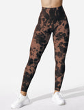 1 x RAW Customer Returns ZAAYO Sports Gym Leggings Booty Scrunch Butt Lift Tie Dye Leggings Brown S - RRP €30.24