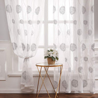 1 x RAW Customer Returns MIULEE curtains with floral embroidery, curtains white with gray pattern for living room, bedroom curtain, transparent with eyelets, set of 2 voile flowers, transparent curtains, each H 225 x W 140 cm - RRP €29.49