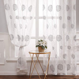 1 x RAW Customer Returns MIULEE Curtains with Floral Embroidery, Curtains White with Grey Pattern for Living Room, Bedroom Curtain Transparent with Eyelets, Set of 2 Voile Floral Transparent Curtains, Each H 145 XW 140cm - RRP €30.98