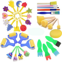 2 x RAW Customer Returns FUQUN 35 Pieces Sponge Brush Set, Painting Tools Set, Sponge Painting, Painting Sponges for Children, Stamps, Early Education Drawing Tools - RRP €37.98