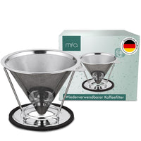 1 x RAW Customer Returns mfa Reusable stainless steel coffee filter, ideal for filter coffee, Chemex, pour over and cold brew coffee, permanent coffee filter made of metal, coffee dripper permanent for 4 cups - RRP €19.26