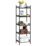 1 x RAW Customer Returns Shinoske 5-Tier Shelving Unit, Metal Storage Rack, Multifunctional Shelving Unit for Living Room, Bedroom, Kitchen, Office, 41 x 32 x 145 cm, Black - RRP €36.99