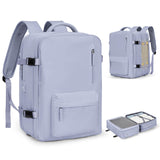 1 x RAW Customer Returns SZLX Easyjet Hand Luggage 45x36x20 Backpack Ryanair 40x20x25 Undersessen Carry-Ons Women Airplane Men Travel Backpack Cabin Size Laptop Backpack with Load Port Shoe Compartment Gray Purple L - RRP €39.66