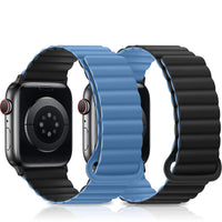 1 x RAW Customer Returns HITZEE Compatible with Apple Watch Strap 49mm 45mm 44mm 42mm 41mm 40mm 38mm, Double-Sided Silicone Magnetic Band Compatible for Apple Watch Ultra 2 Series 9 8 7 SE 6 5 4 44 45 49, Blue Black  - RRP €22.59