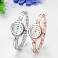 1 x RAW Customer Returns JewelryWe 2pcs Women s Watch Elegant Analogue Quartz Wrist Watch Ladies Small Simple Casual Watch Clasp Watch with Metal Bracelet Rose Gold Silver - RRP €20.75